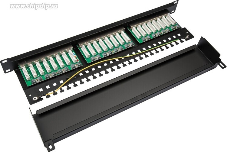 DR-4101, Коммутационная панель кат.5е, FTP, 19", 1U, 24хRJ45, 568A/В, черный Datarex