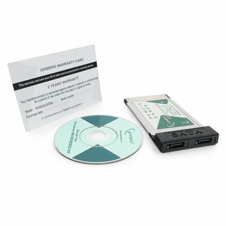 Адаптер  Gembird CardBus PCMCIA на 2 SATA порта