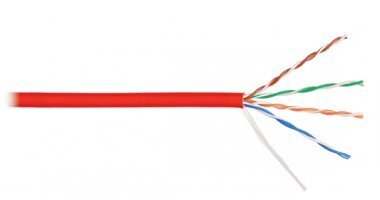 Витая пара NIKOLAN [NKL 9100C-RD] U/UTP 4x2x0.51мм, 24 AWG, кабель кат. 5е, 4 пары, Внутренняя, LSZH, красный 305м NIKOMAX