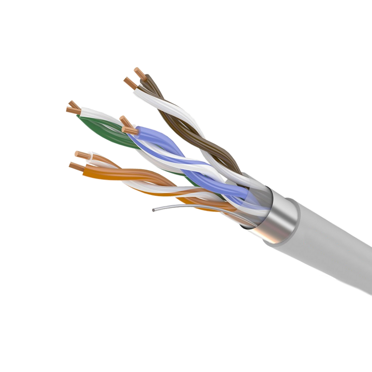 Витая пара Folan [FU42052LS] F/UTP 4x2x0.52мм, 24 AWG, кабель кат. 5е, 4 пары, Внутренняя, PVC нг(А)-LS, серый, 305м