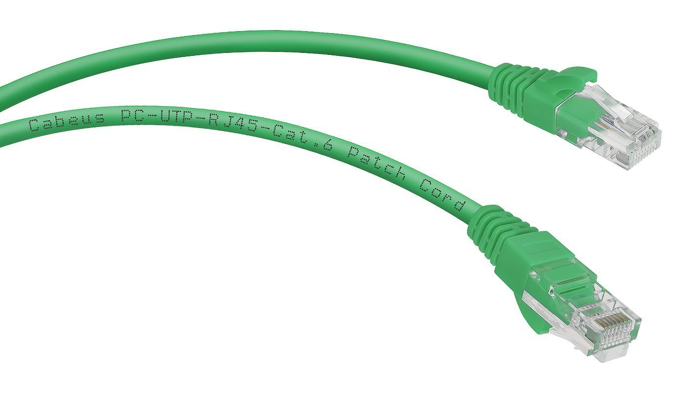 Неэкранированный патч-корд Cabeus U/UTP, категория 6, 2xRJ45/8p8c, зеленый, PVC, 0.3м PC-UTP-RJ45-Cat.6-0.3m-GN