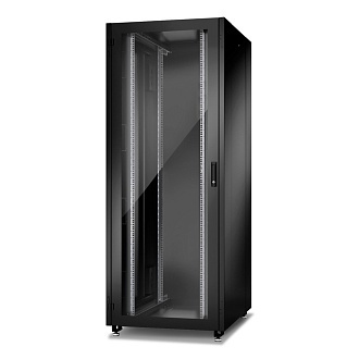 Шкаф Racknet N2000 24U 800 x 800, передняя дверь стеклянная одностворчатая, задняя дверь металлическая двустворчатая, черный 60F-24-88-21BL Eurolan