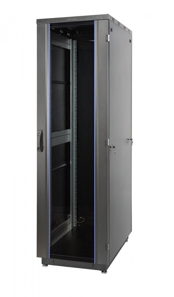 Шкаф Racknet S3000 22U 600 x 600, передняя дверь стеклянная одностворчатая, задняя дверь металлическая одностворчатая, черный 60F-22-66-31BL Eurolan
