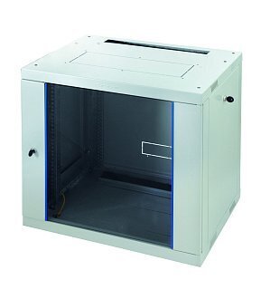 Шкаф настенный Racknet F30 18U 600 x 600, передняя дверь стеклянная, светло-серый 60W-18-66-31GY Eurolan