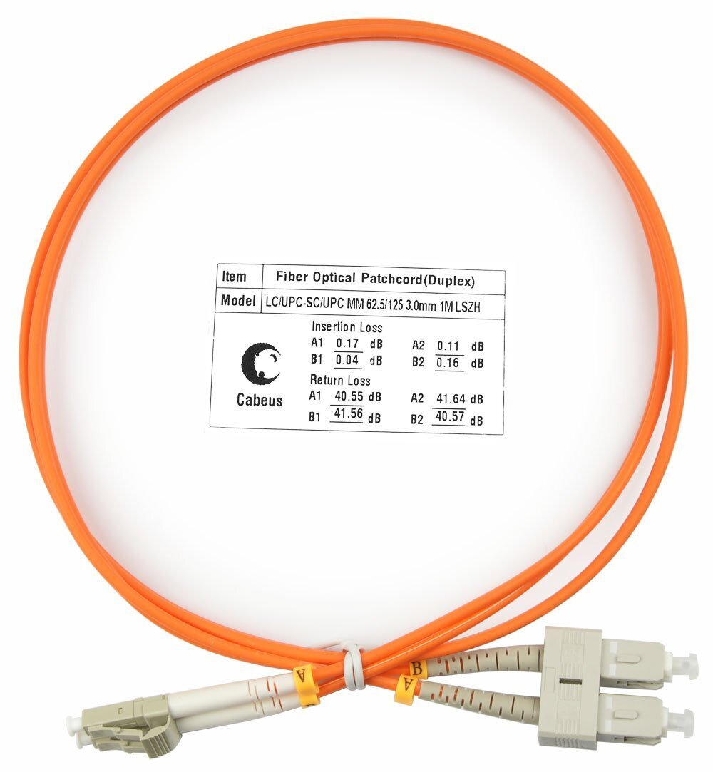 Оптический шнур Cabeus duplex lc-sc 62,5/125 mm 5м lszh FOP-62-LC-SC-5m