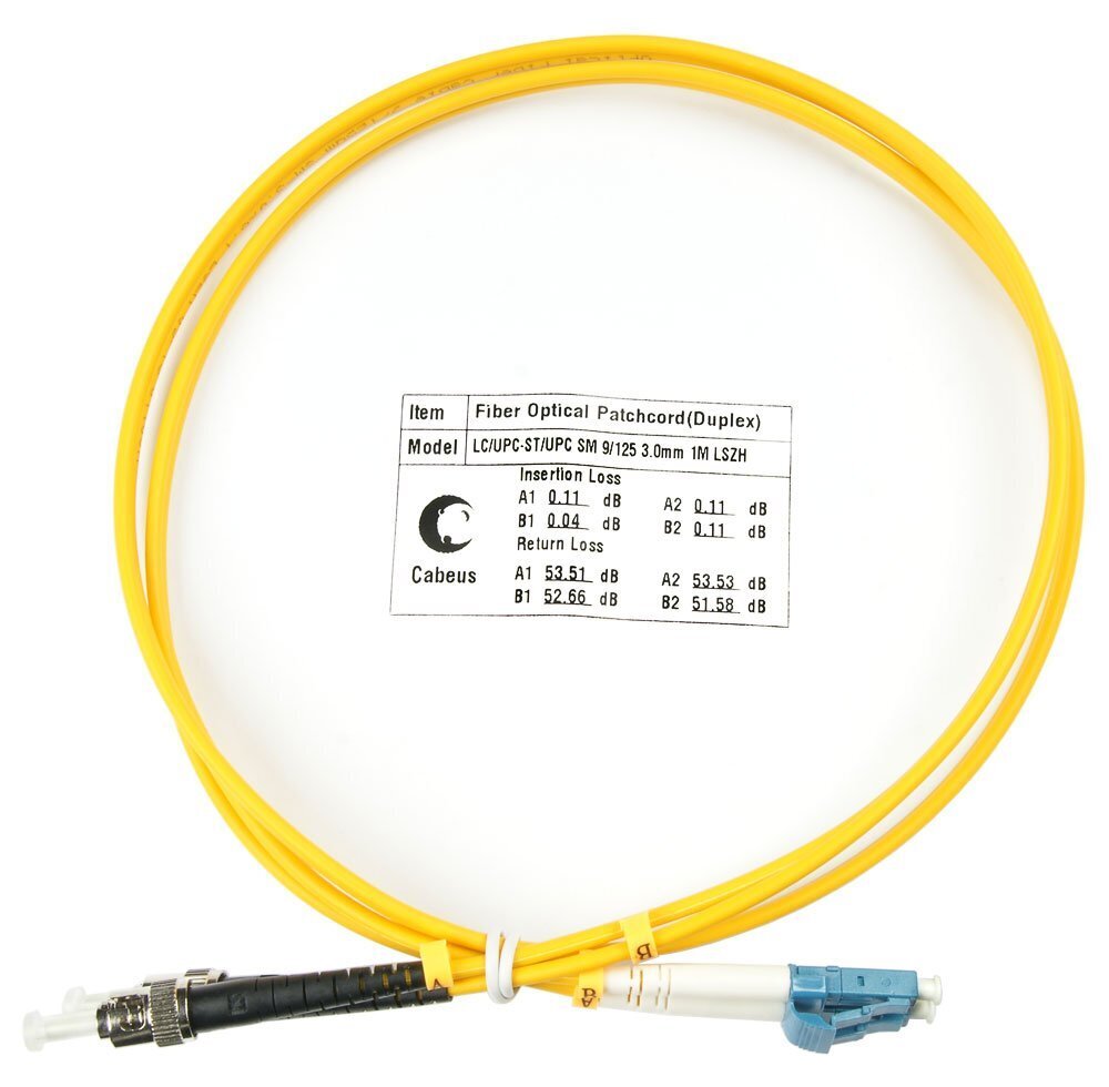 Оптический шнур Cabeus duplex lc-st 9/125 sm 3м lszh FOP(d)-9-LC-ST-3m