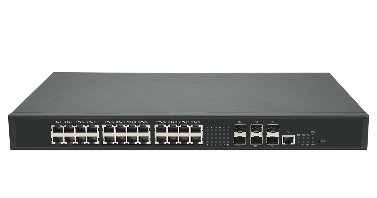 Управляемый коммутатор L3 PoE GIGALINK, Stack, 24*1/2.5 Гбит/с PoE (8 портов 802.3BT, 16 портов 802.3at), 6*1/10Гбит/с SFP+, PoE 740Вт NIKOMAX