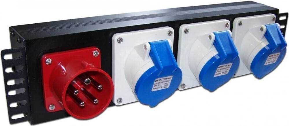 Блок розеток 19 трехфазный, 1х3 IEC309, 32A без шнура питания TWT-PDU-32AI9-3P