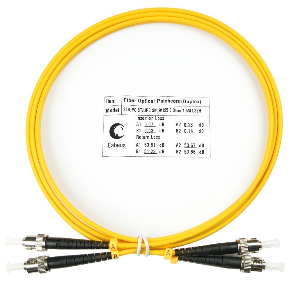 Cabeus FOP(d)-9-ST-ST-10m Шнур оптический duplex ST-ST 9/125 sm 10м LSZH 8396c