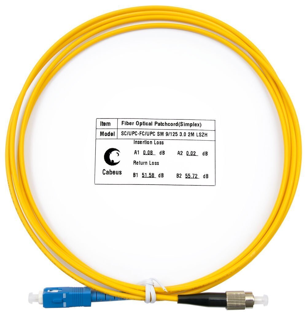 Оптический шнур Cabeus simplex sc-fc 9/125 sm 15м lszh FOP(s)-9-SC-FC-15m