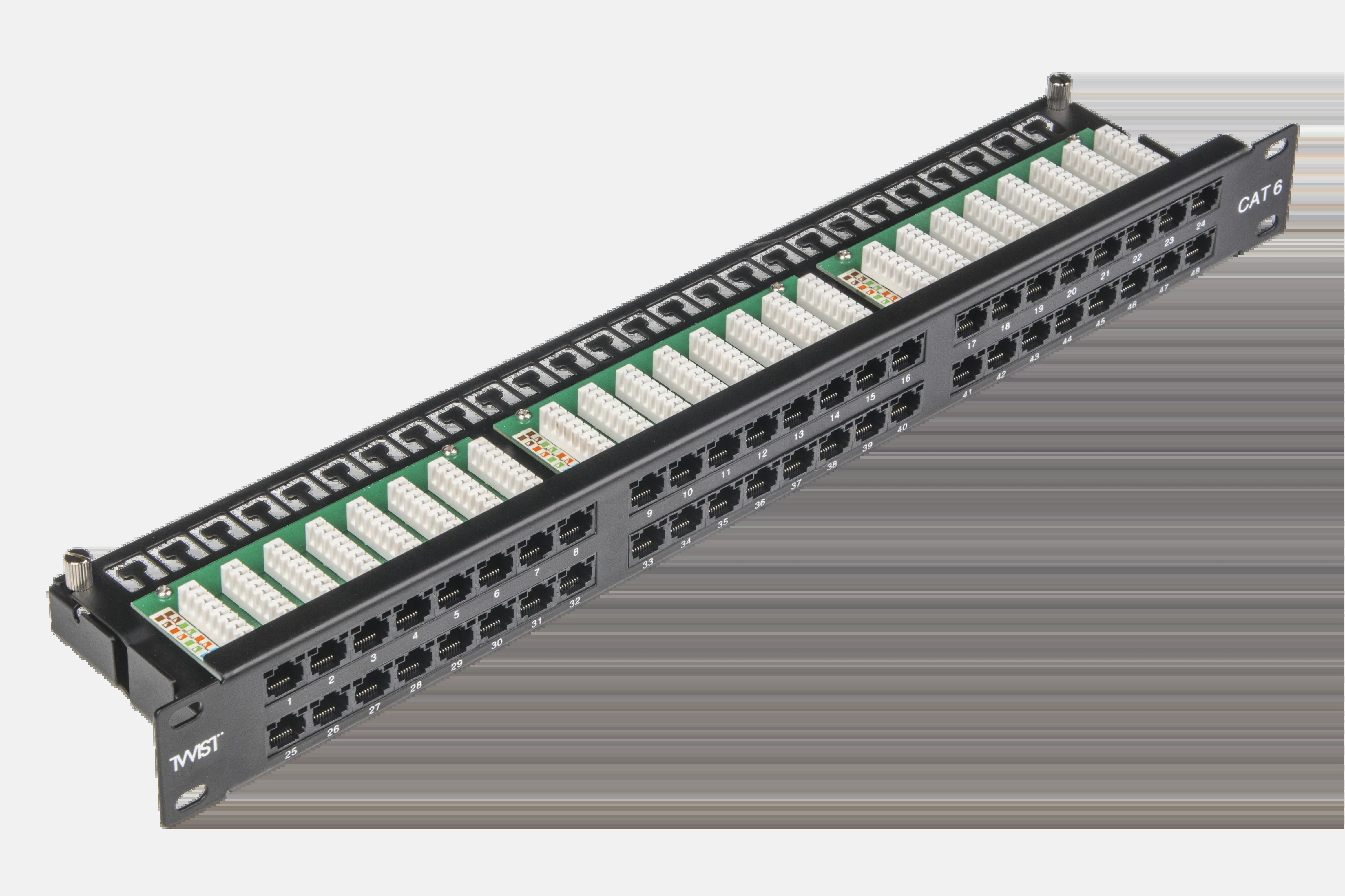 Патч-панель UTP 19″ 1U 48 портов RJ-45 Cat.6 DUAL IDC TWIST