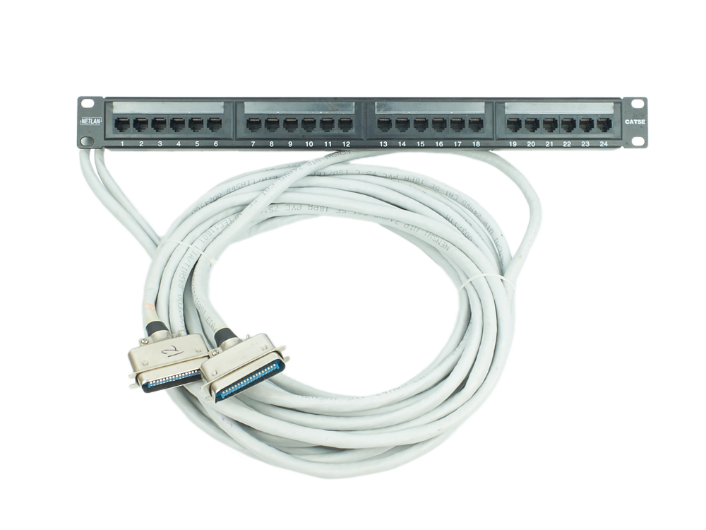 Расшитая патч-панель 19″ (1U) для SMG-1016M, 24 порта RJ-45, 16 потоков Е1, 10 метров