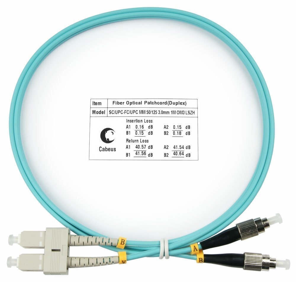 Оптический шнур Cabeus duplex sc-fc 50/125 mm om3 10м lszh FOP-50-SC-FC-10m