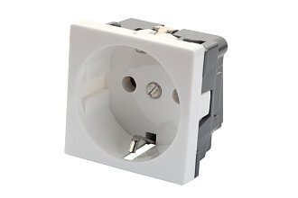 Розетка 2P+E немецкий стандарт 45 x 45 мм, без шторок, белый 16V-10-04WT Eurolan